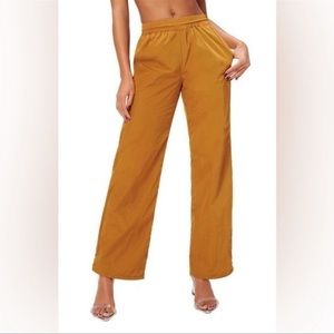 NWT Good American Wide Leg‎ Track Pant Bronze Brown